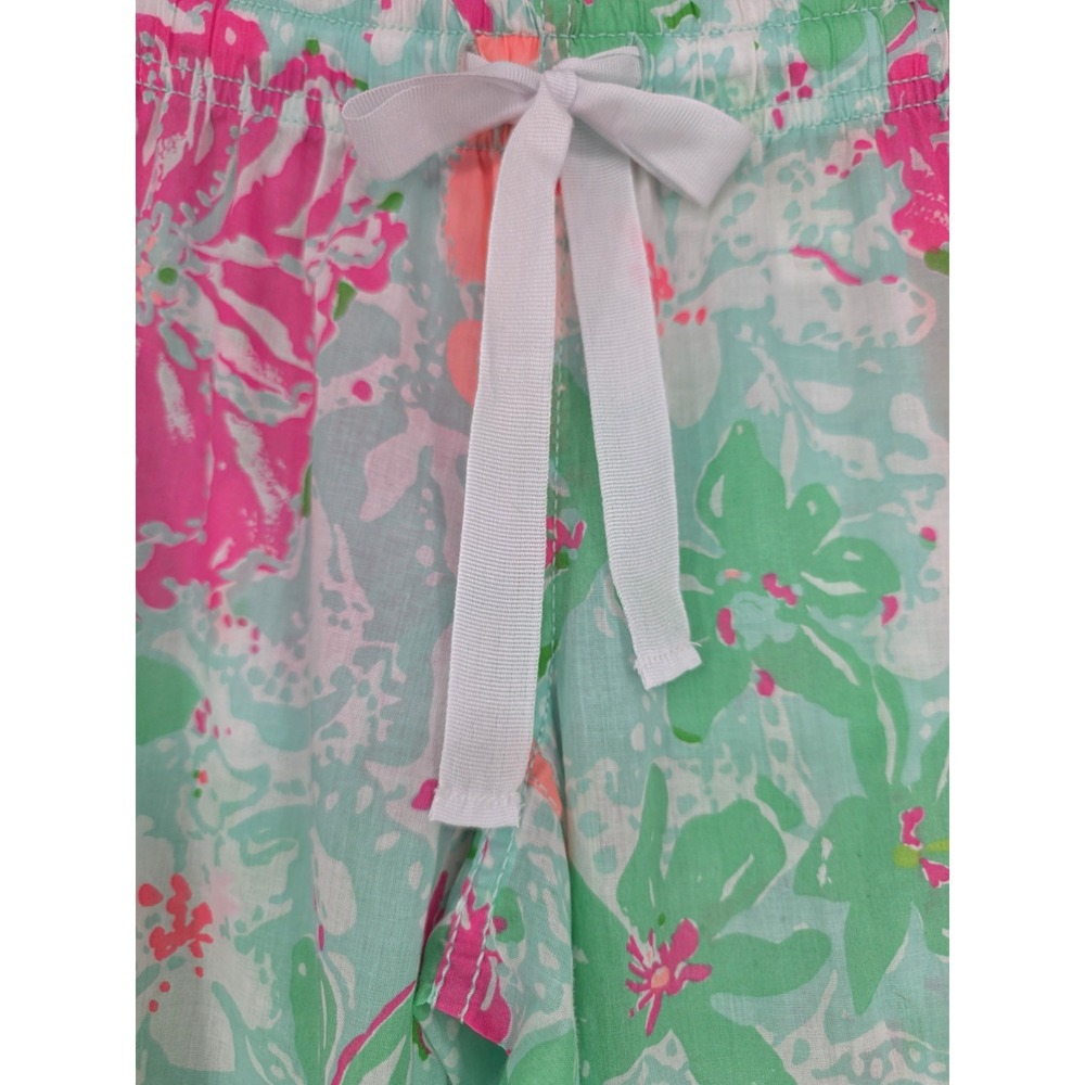 Lilly Pulitzer Womens Pink Green Floral Cotton Pajama Pants Drawstring Size XXS